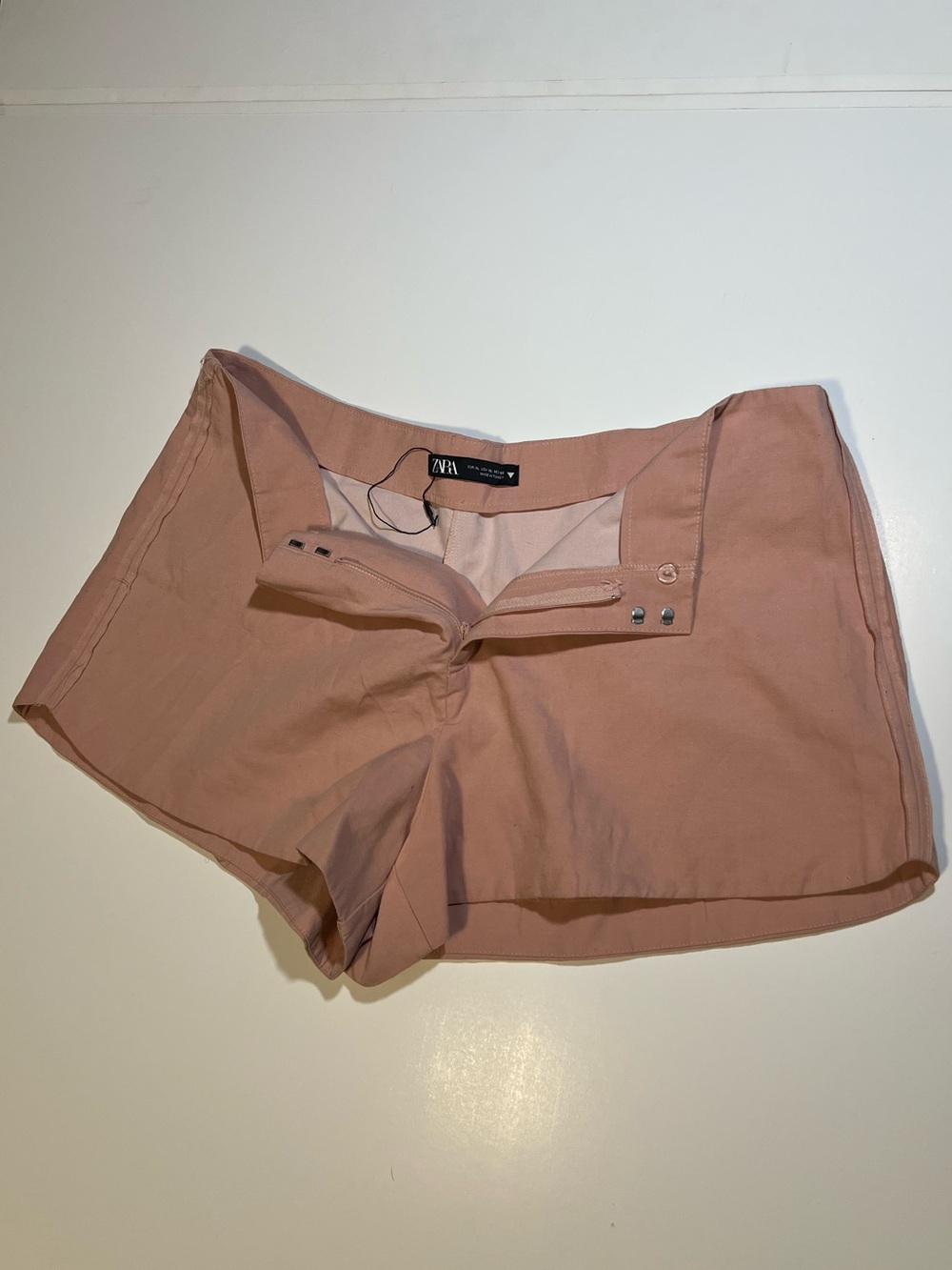 Zara Rose Pink High-Rise Cotton Shorts